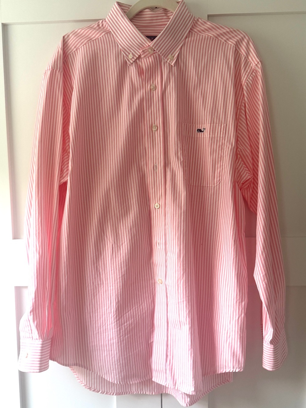 Vineyard Vines Pink and White Striped Button-Down Shirt